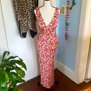 Free People Oh La La Bias Dress Red Combo Midi
